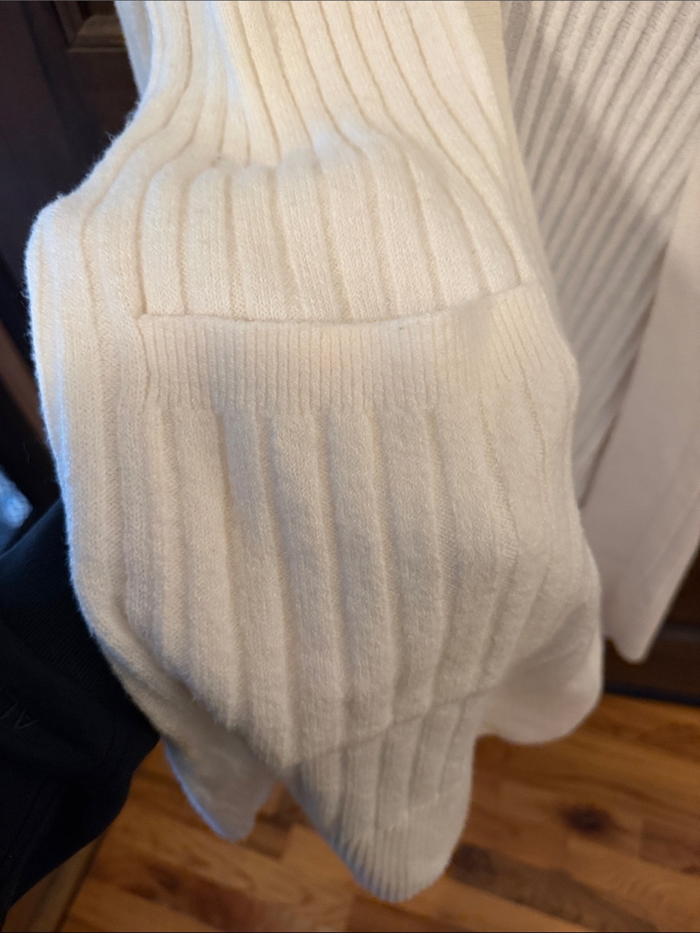 LOFT Cream Ribbed Open-Front Long Cardigan - Picture 4 of 5
